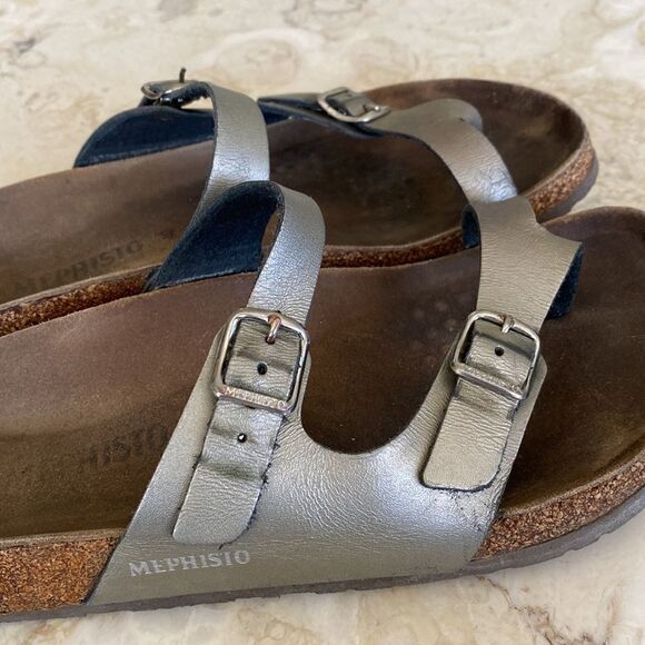 Mephisto Dual Strap Buckle Leather Sandals - Picture 8 of 14